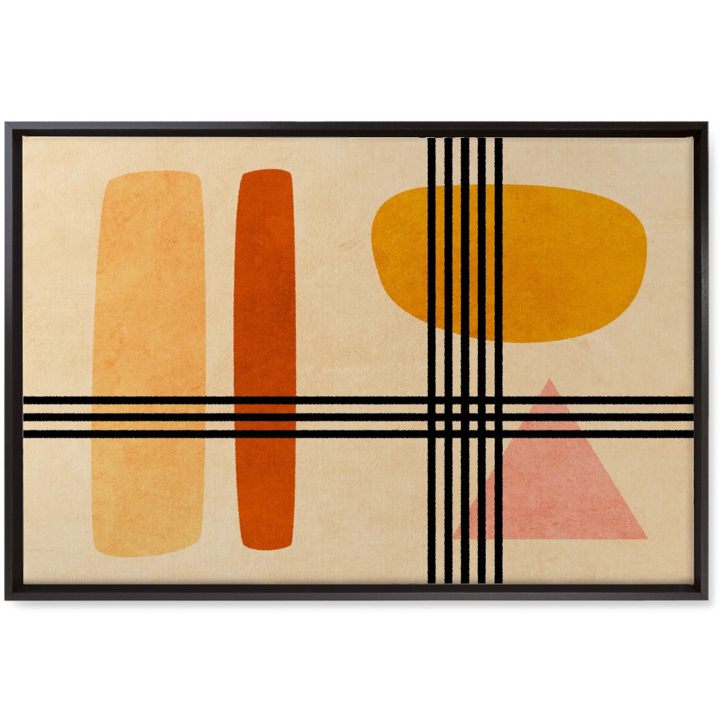 Criss-Cross Abstract Wall Art, Black, Single piece, Canvas, 20x30, Orange