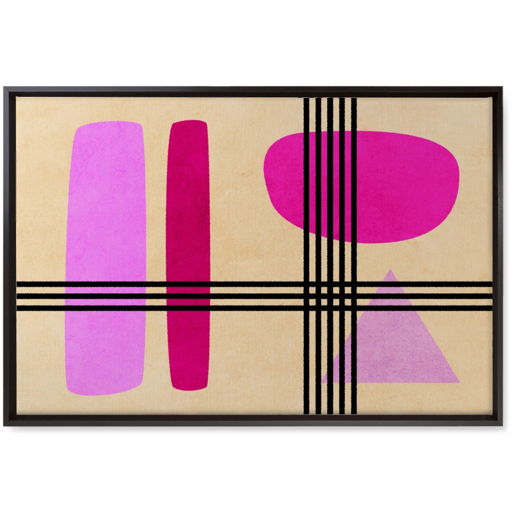 Criss-Cross Abstract Wall Art, Black, Single piece, Canvas, 20x30, Pink, Candy