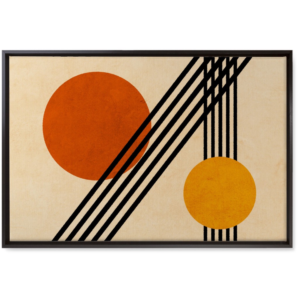 Orbs Abstract Wall Art, Black, Single piece, Canvas, 20x30, Orange