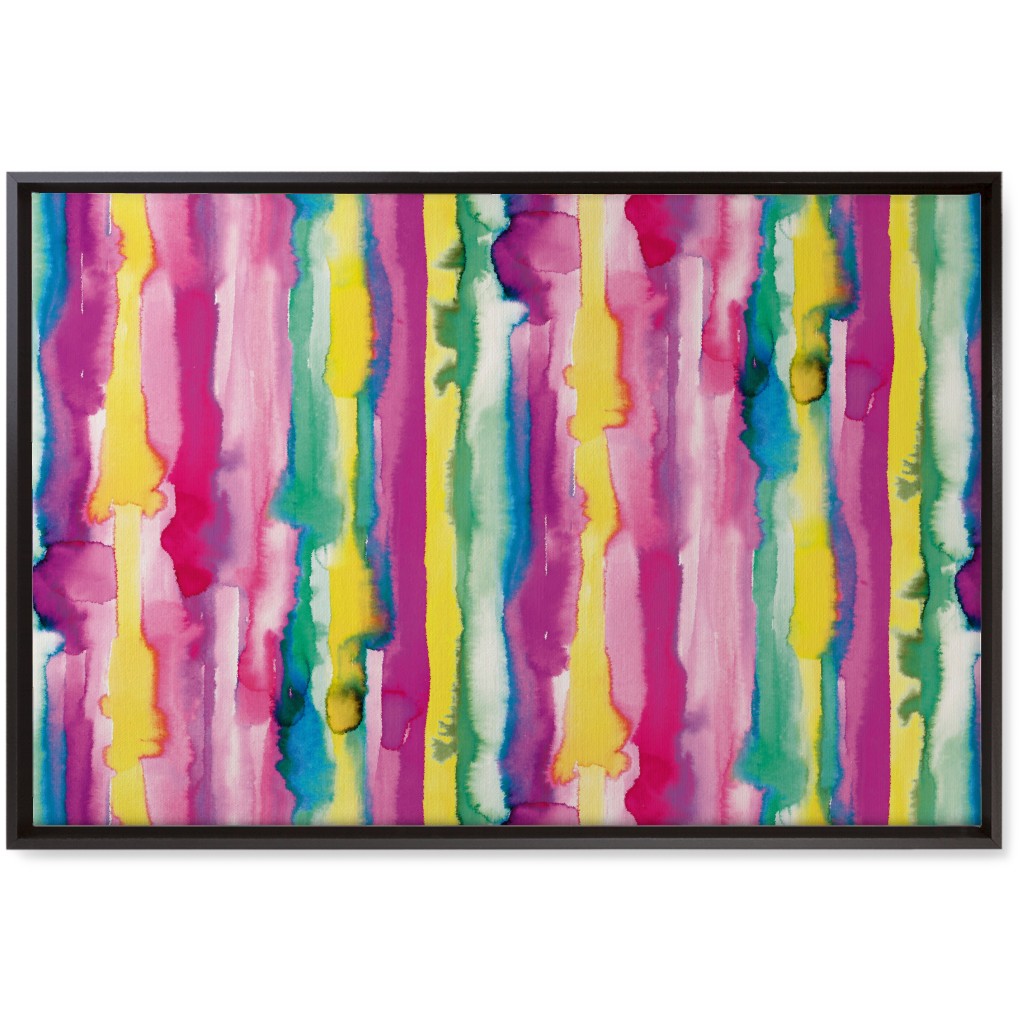 Watercolor Gradient Stripes - Multi Wall Art, Black, Single piece, Canvas, 20x30, Multicolor