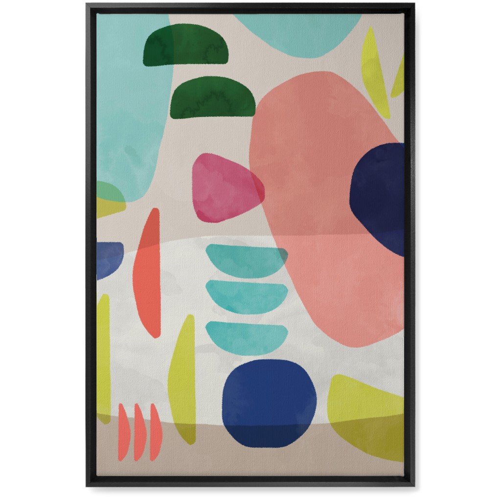Organic Bold Shapes - Multi Wall Art, Black, Single piece, Canvas, 20x30, Multicolor
