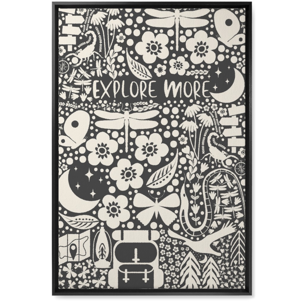 Explore More, Adventure - Black and White Wall Art, Black, Single piece, Canvas, 20x30, Black