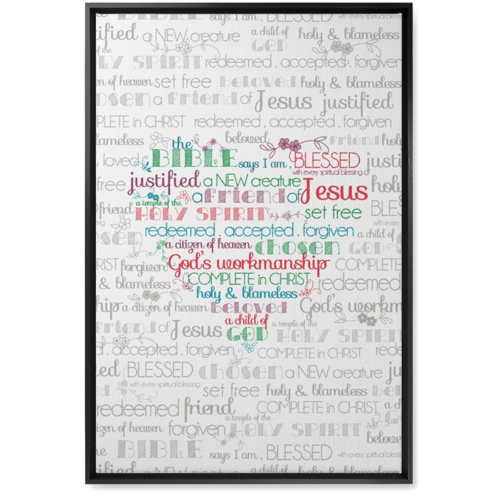 the Bible Says I Am - Multi on Neutral Wall Art, Black, Single piece, Canvas, 20x30, Gray, Gray