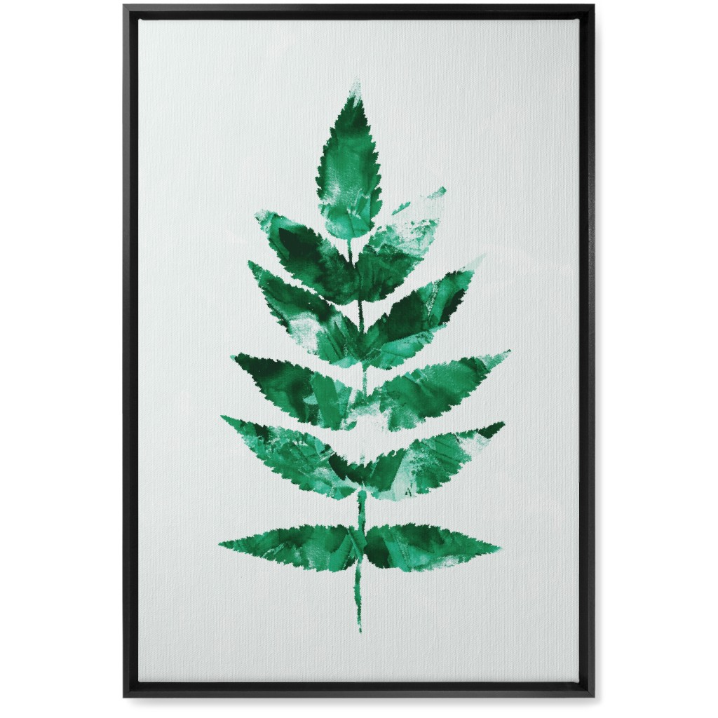 Botanical Leaf Wall Art, Black, Single piece, Canvas, 20x30, Green