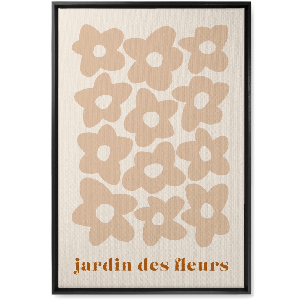 Botanical Graphic Retro Flower Garden Wall Art, Black, Single piece, Canvas, 20x30, Beige, Pueblo
