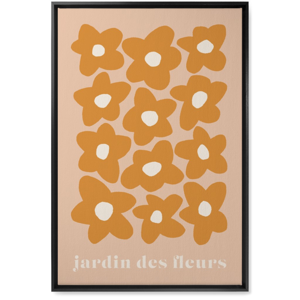 Botanical Graphic Retro Flower Garden Wall Art, Black, Single piece, Canvas, 20x30, Orange, Citrus