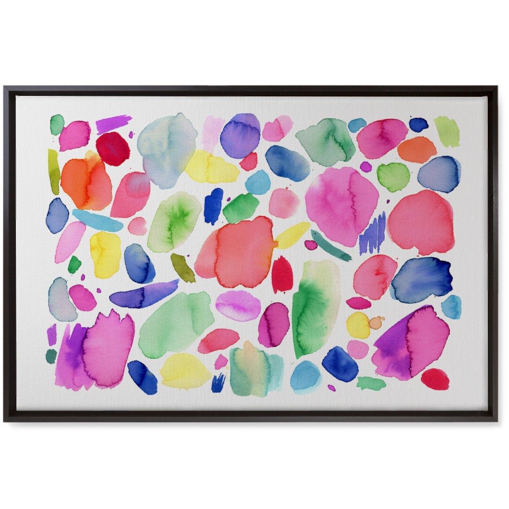 Summer Joy Watercolor Abstract Wall Art, Black, Single piece, Canvas, 20x30, Multicolor, Poppy