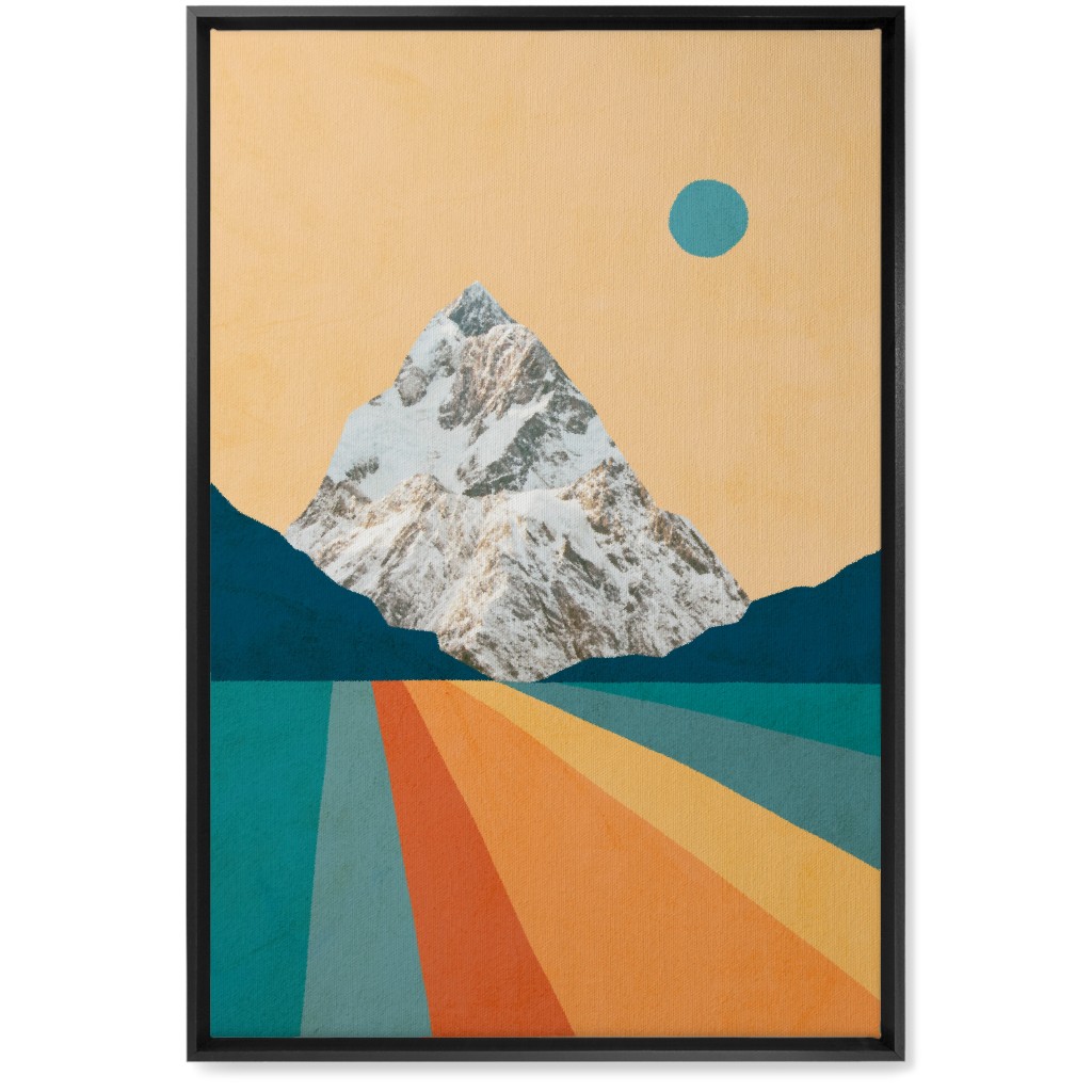 Retro Mountain - Multi Wall Art, Black, Single piece, Canvas, 20x30, Multicolor