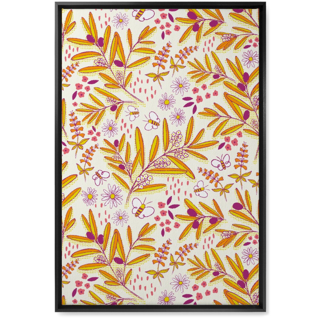 Olive and Honey Optimist - Yellow and Purple Wall Art, Black, Single piece, Canvas, 20x30, Yellow