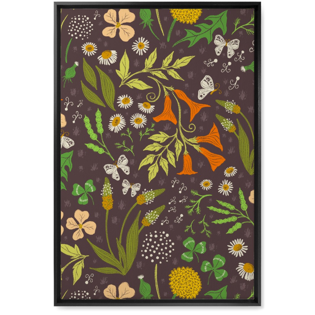 in the Weeds - Multi on Brown Wall Art, Black, Single piece, Canvas, 20x30, Brown