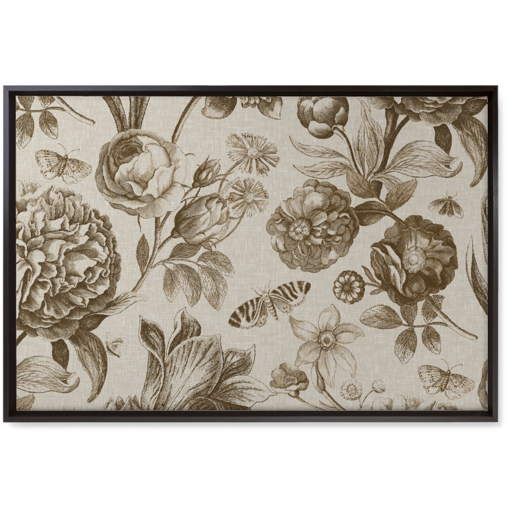 Windsor Botanical in Oyster Wall Art, Black, Single piece, Canvas, 20x30, Brown, Brown