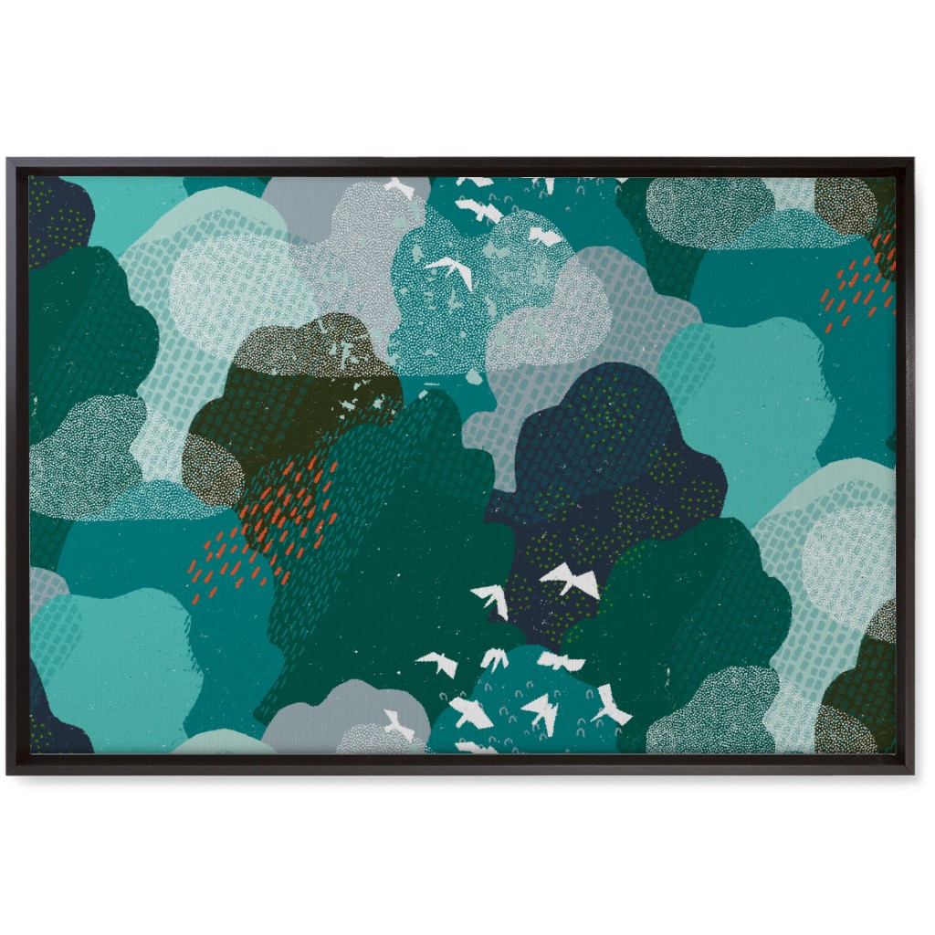 Forest Bird's Eye View - Green Wall Art, Black, Single piece, Canvas, 20x30, Green, Classic Green