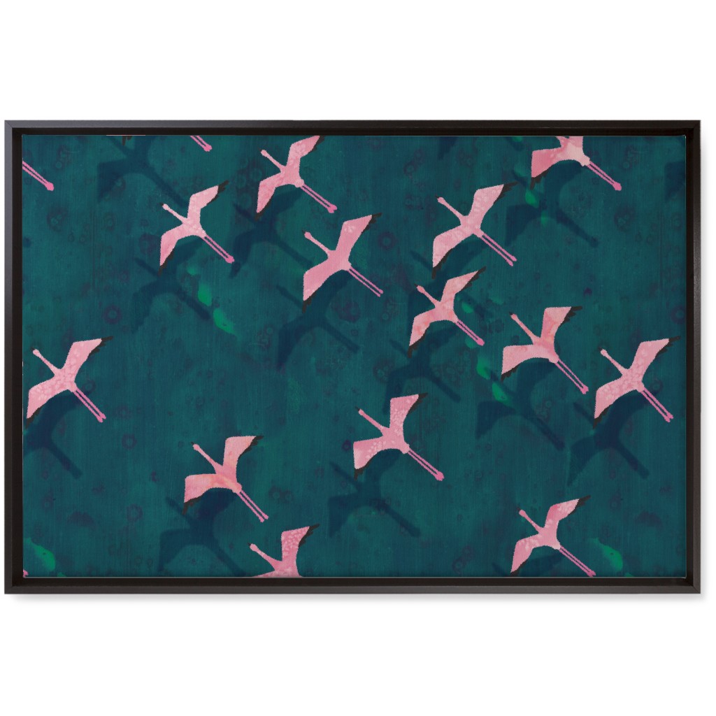 Flamingos Flying Wall Art, Black, Single piece, Canvas, 20x30, Green, Classic Green