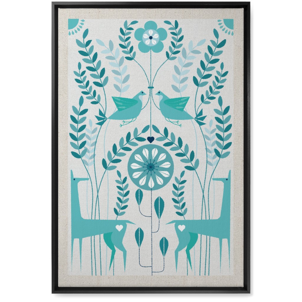 Peaceful Folk of the Forest Wall Art, Black, Single piece, Canvas, 20x30, Blue