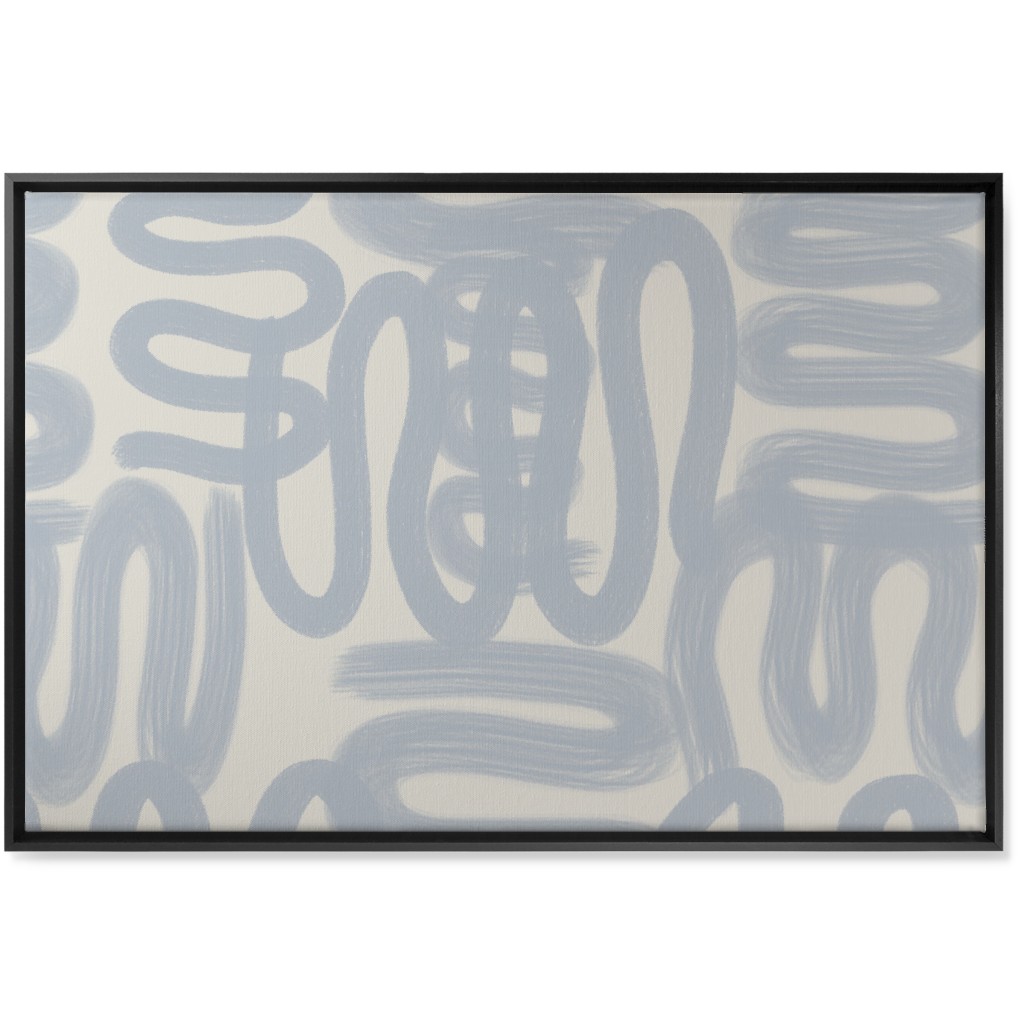Squiggle - Blue and Cream Wall Art, Black, Single piece, Canvas, 24x36, Blue, True Blue