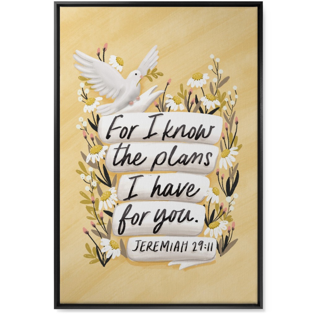 for I Know the Plans I Have for You - Yellow Wall Art, Black, Single piece, Canvas, 24x36, Yellow, Classic Yellow