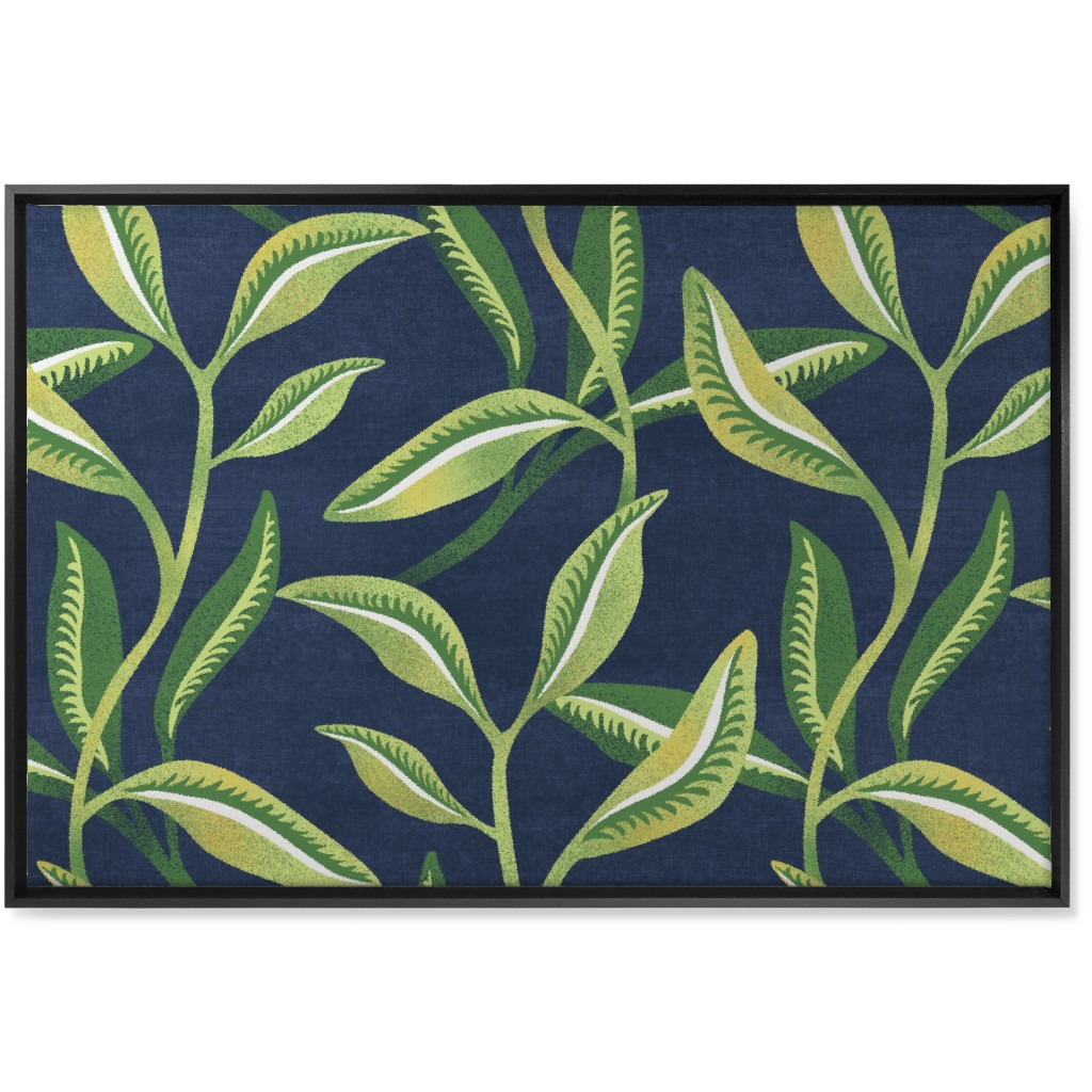 Leafy Vines - Green Wall Art, Black, Single piece, Canvas, 24x36, Green