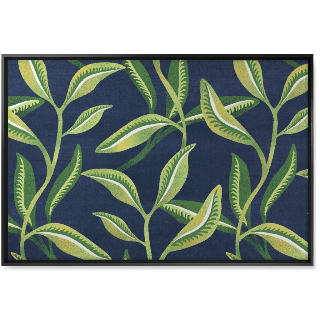 Leafy Vines - Green Wall Art, Black, Single piece, Canvas, 24x36, Green, Classic Green