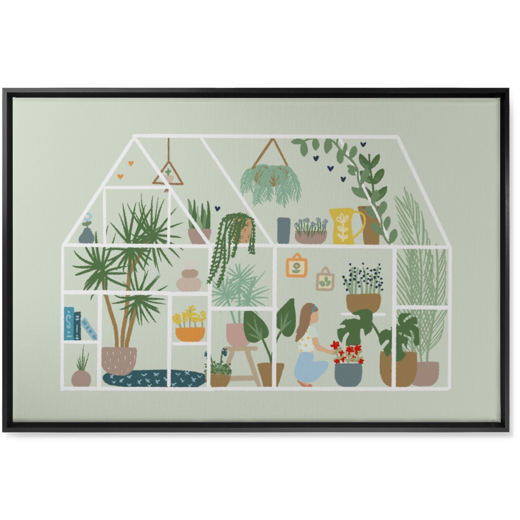 Botanical Greenhouse - Multi Wall Art, Black, Single piece, Canvas, 24x36, Multicolor