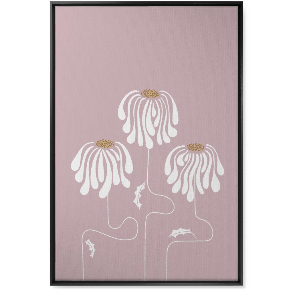 Mod Lazy Daisies Wall Art, Black, Single piece, Canvas, 24x36, Pink