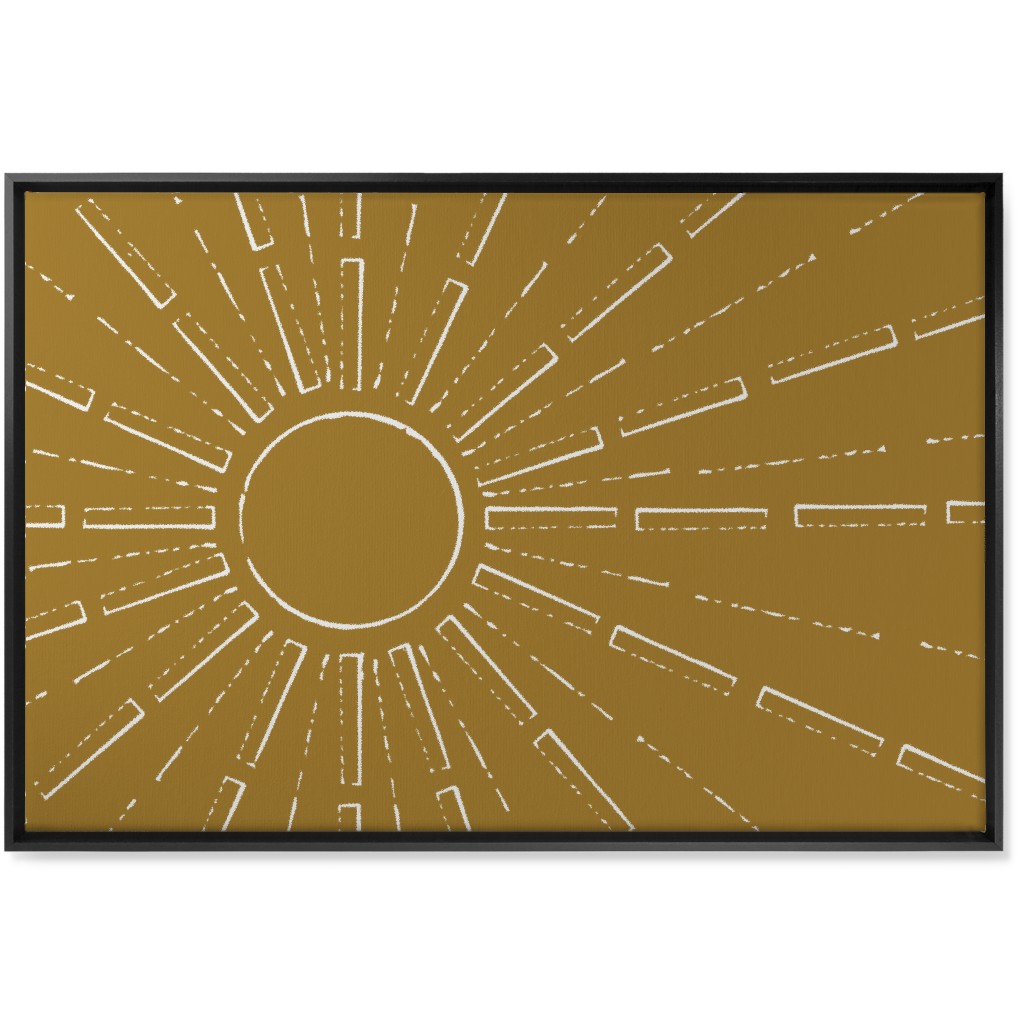 Midcentury Sunburst Wall Art, Black, Single piece, Canvas, 24x36, Yellow, Golden