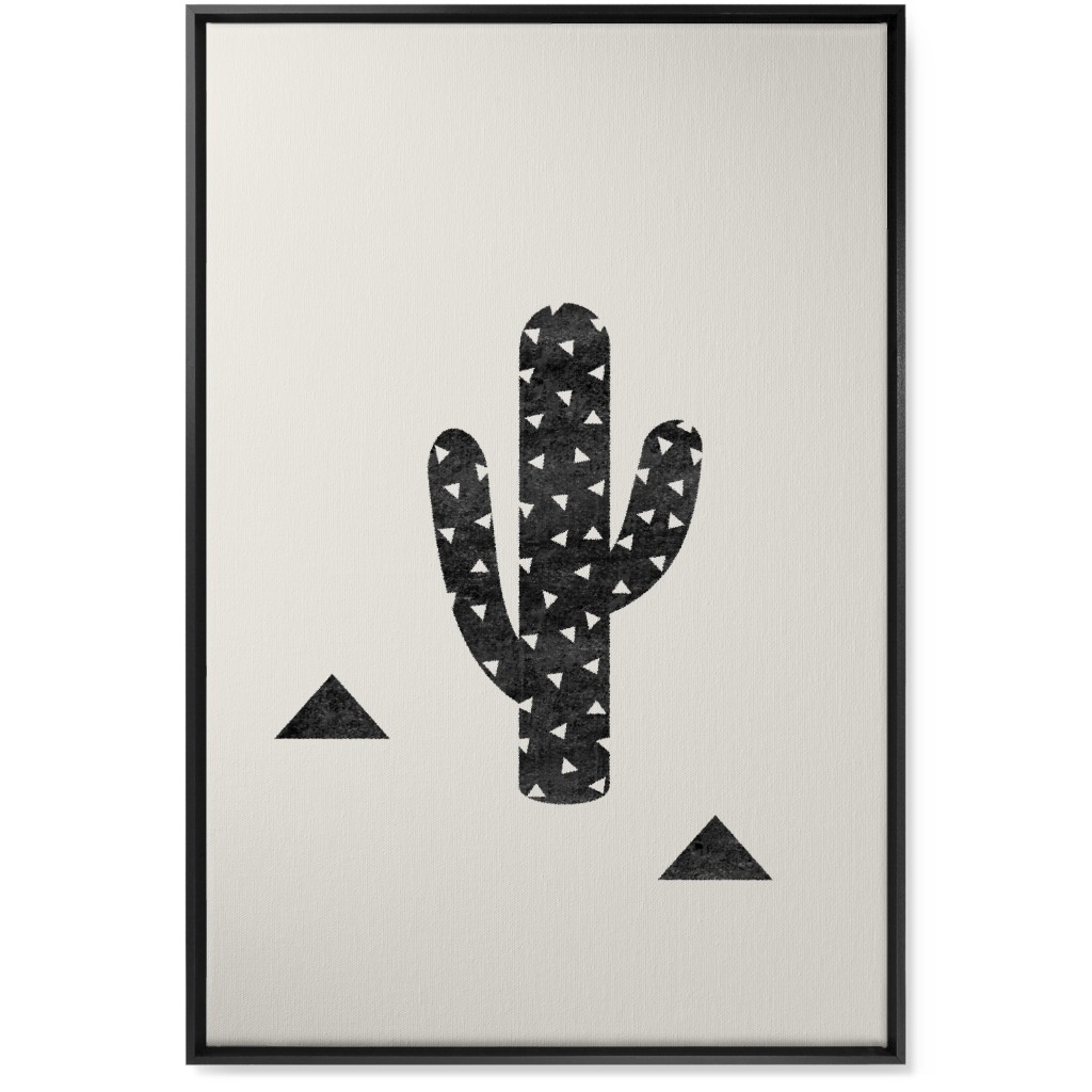 Cactus - Black and White Wall Art, Black, Single piece, Canvas, 24x36, Beige