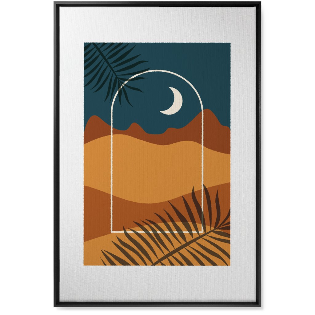 Abstract Landscapes in Windows Moon Wall Art, Black, Single piece, Canvas, 24x36, Multicolor, Camel