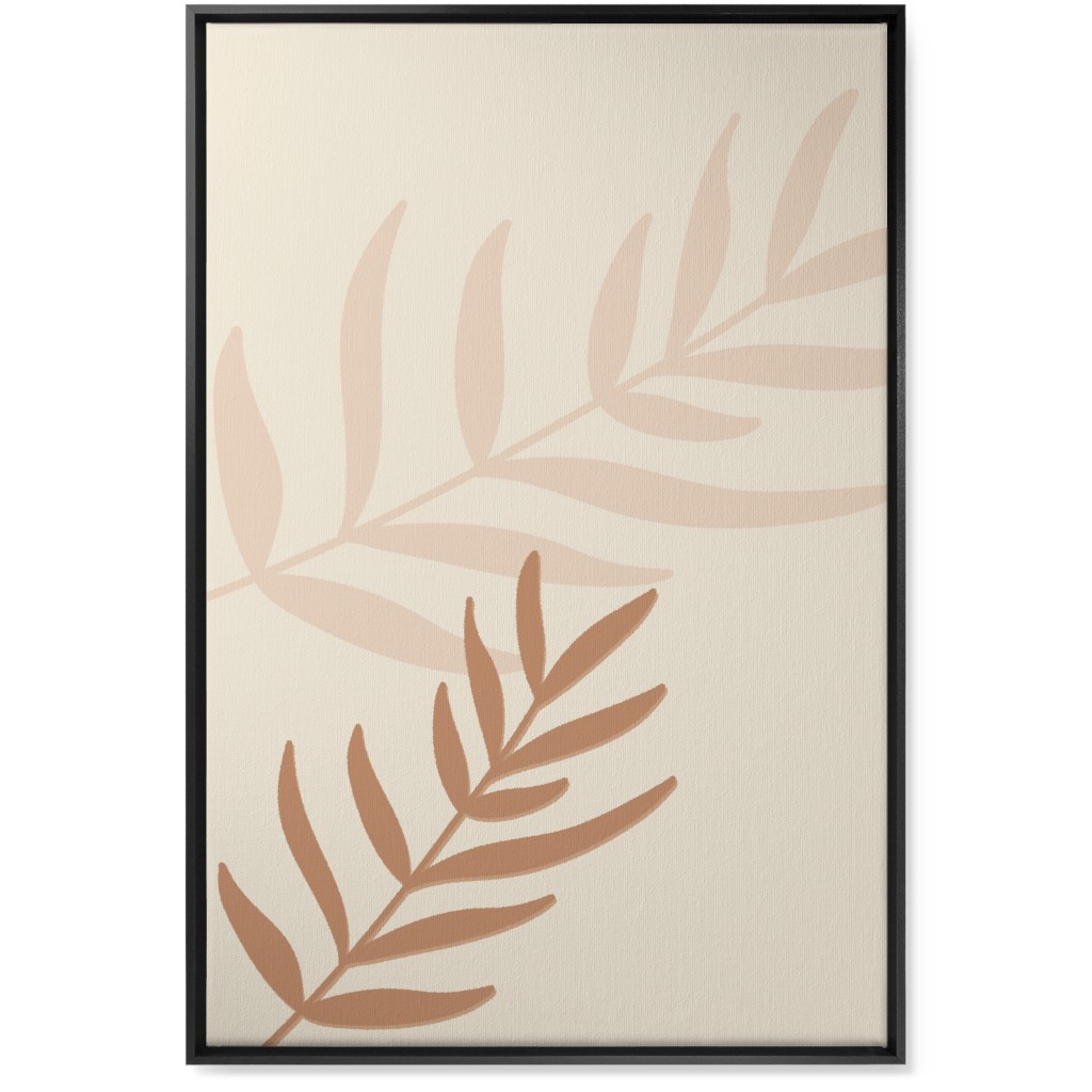 Fern Leaves in Neutral Earth Tones Wall Art, Black, Single piece, Canvas, 24x36, Beige
