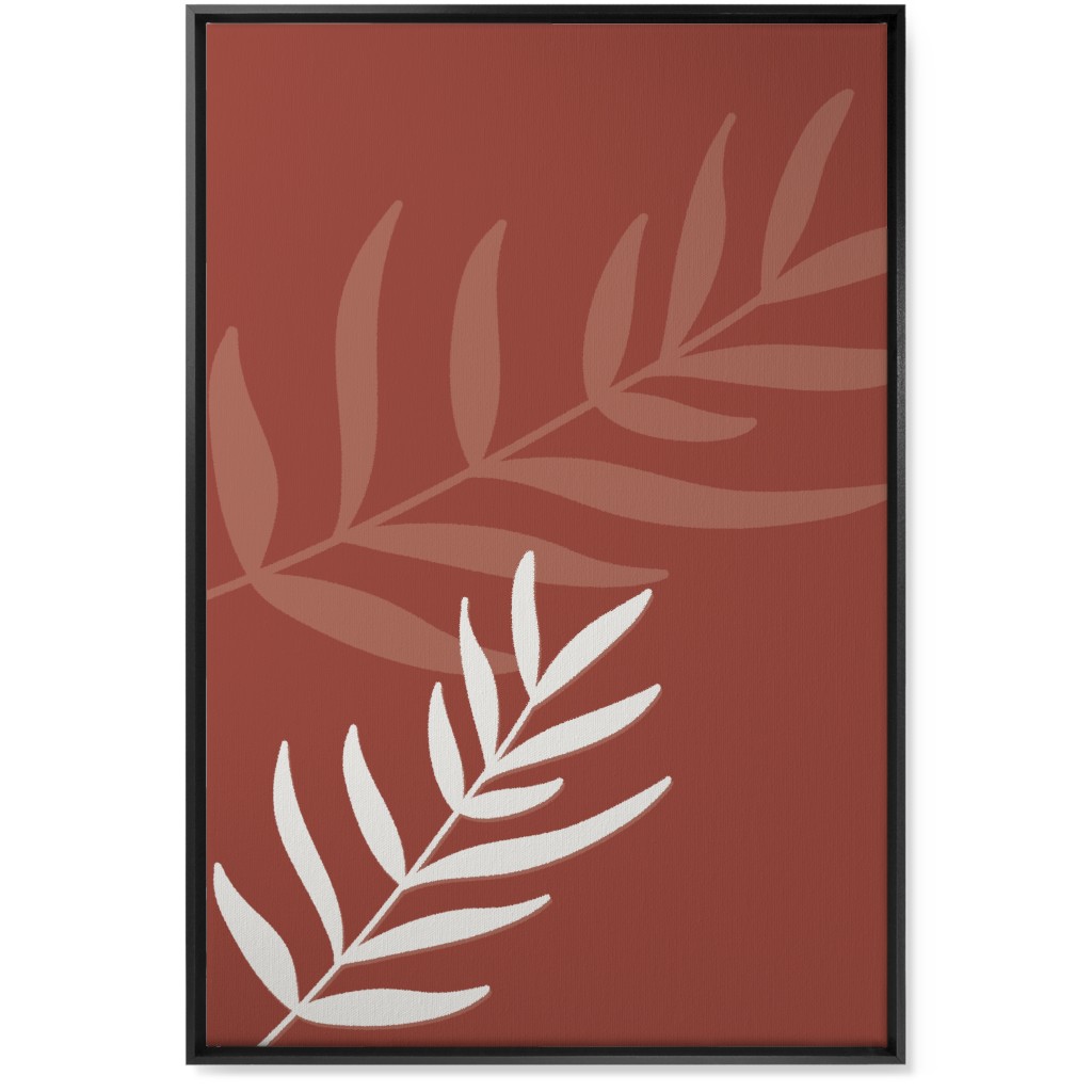 Fern Leaves in Neutral Earth Tones Wall Art, Black, Single piece, Canvas, 24x36, Red