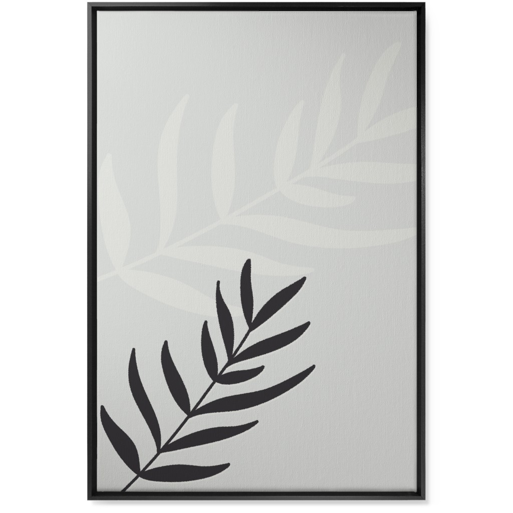 Fern Leaves in Neutral Earth Tones Wall Art, Black, Single piece, Canvas, 24x36, Gray