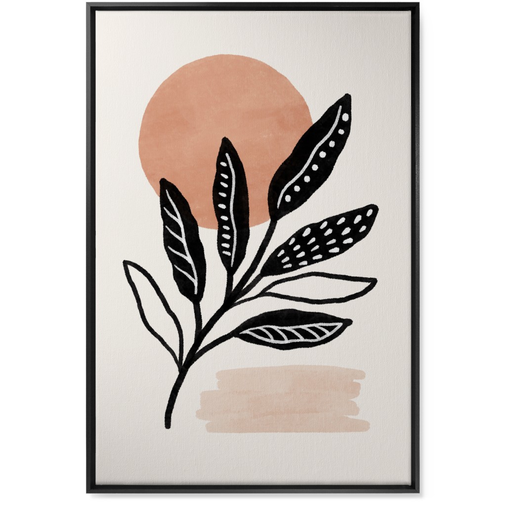 Leaves At Sunset Wall Art, Black, Single piece, Canvas, 24x36, Beige
