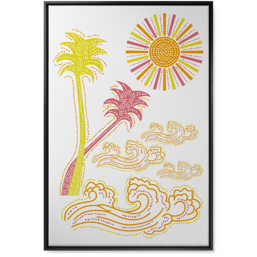 Optimistic Sunny Tropical Summer Art Wall Art, Black, Single piece, Canvas, 24x36, Multicolor