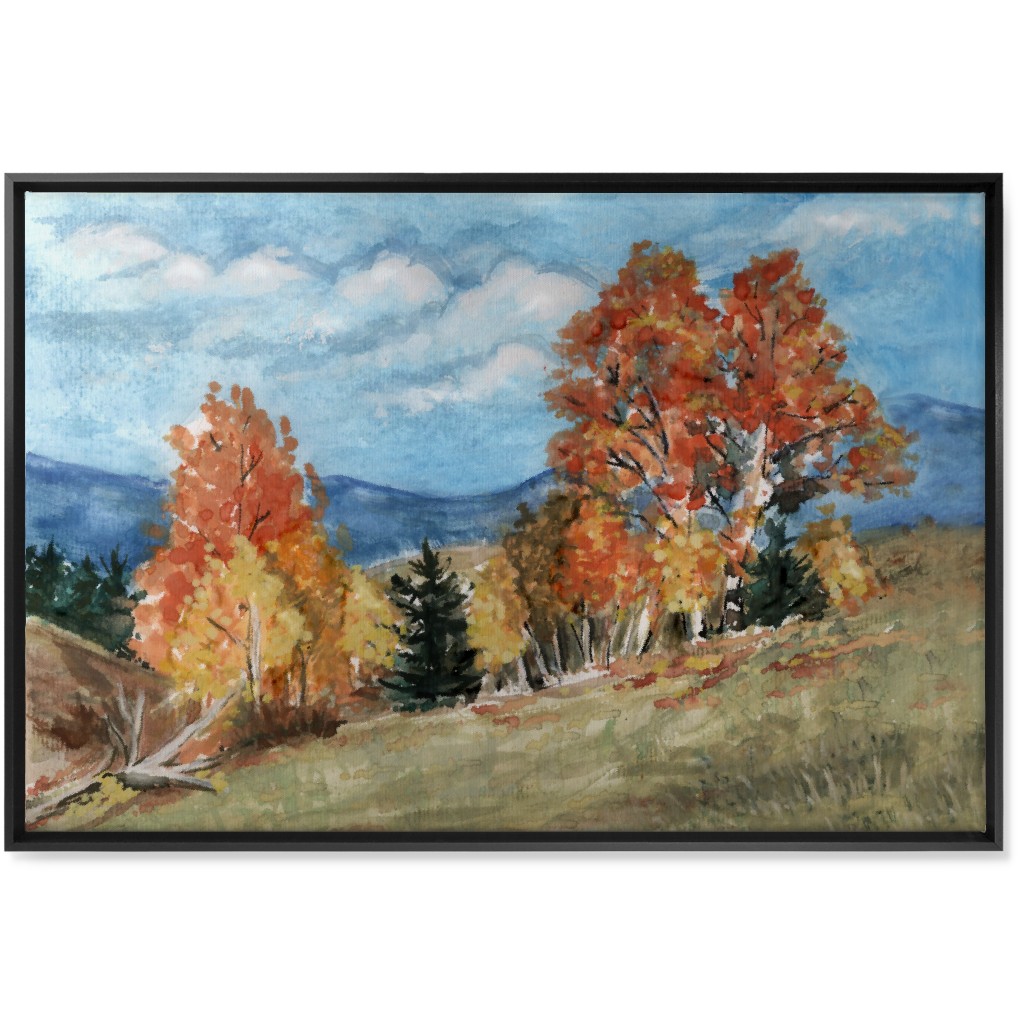 Autumn Aspen Trees Wall Art, Black, Single piece, Canvas, 24x36, Orange