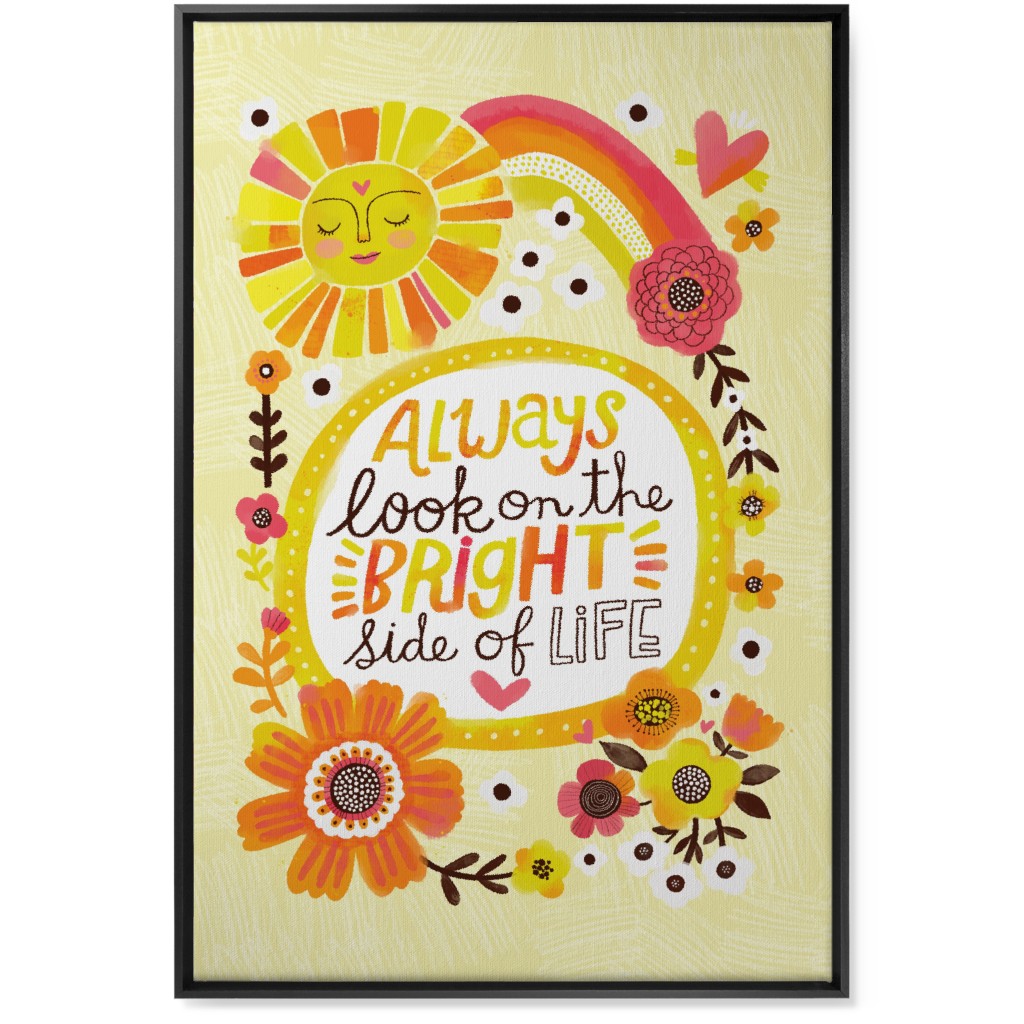 Always Look on the Bright Side of Life - Yellow Wall Art, Black, Single piece, Canvas, 24x36, Yellow, Classic Yellow