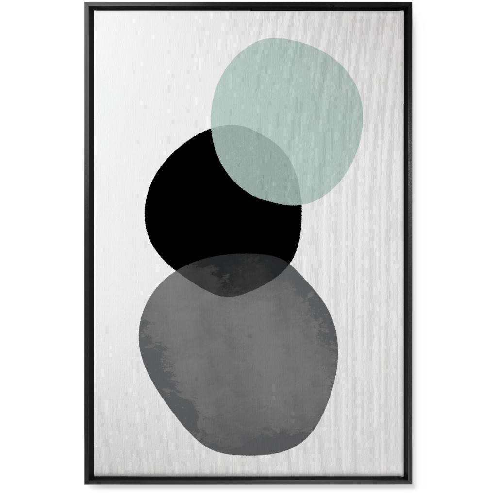 Stones Wall Art, Black, Single piece, Canvas, 24x36, Green, Aloe