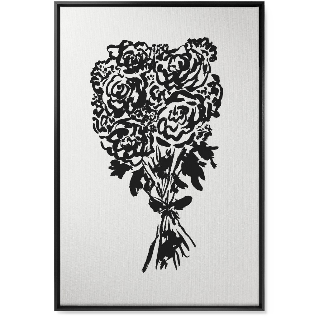 Summer Bouquet Wall Art, Black, Single piece, Canvas, 24x36, White