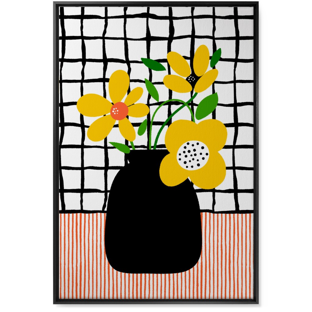 Happy Florals - Multi Wall Art, Black, Single piece, Canvas, 24x36, Multicolor