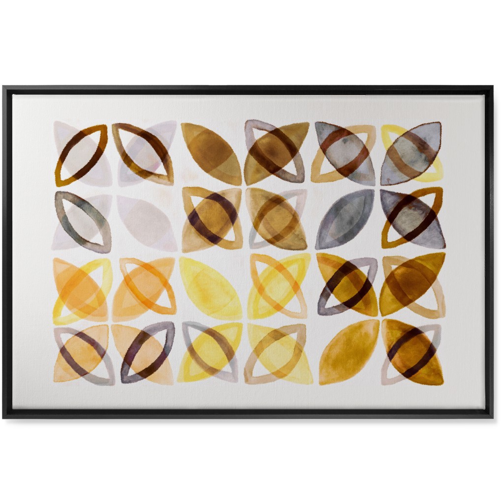 Washed Watercolor Shapes Wall Art, Black, Single piece, Canvas, 24x36, Yellow