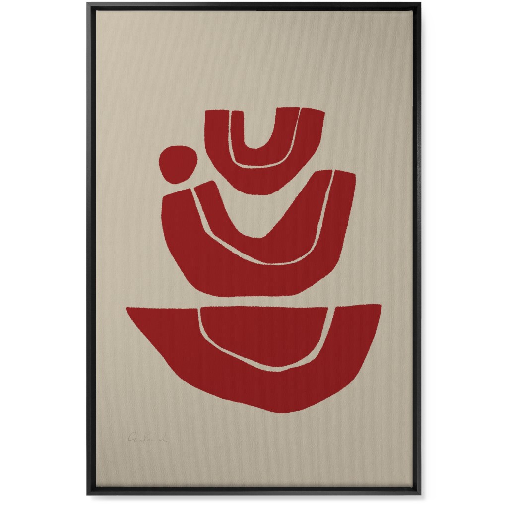 Geometric Abstract Stack Iii Wall Art, Black, Single piece, Canvas, 24x36, Red, Cinnamon