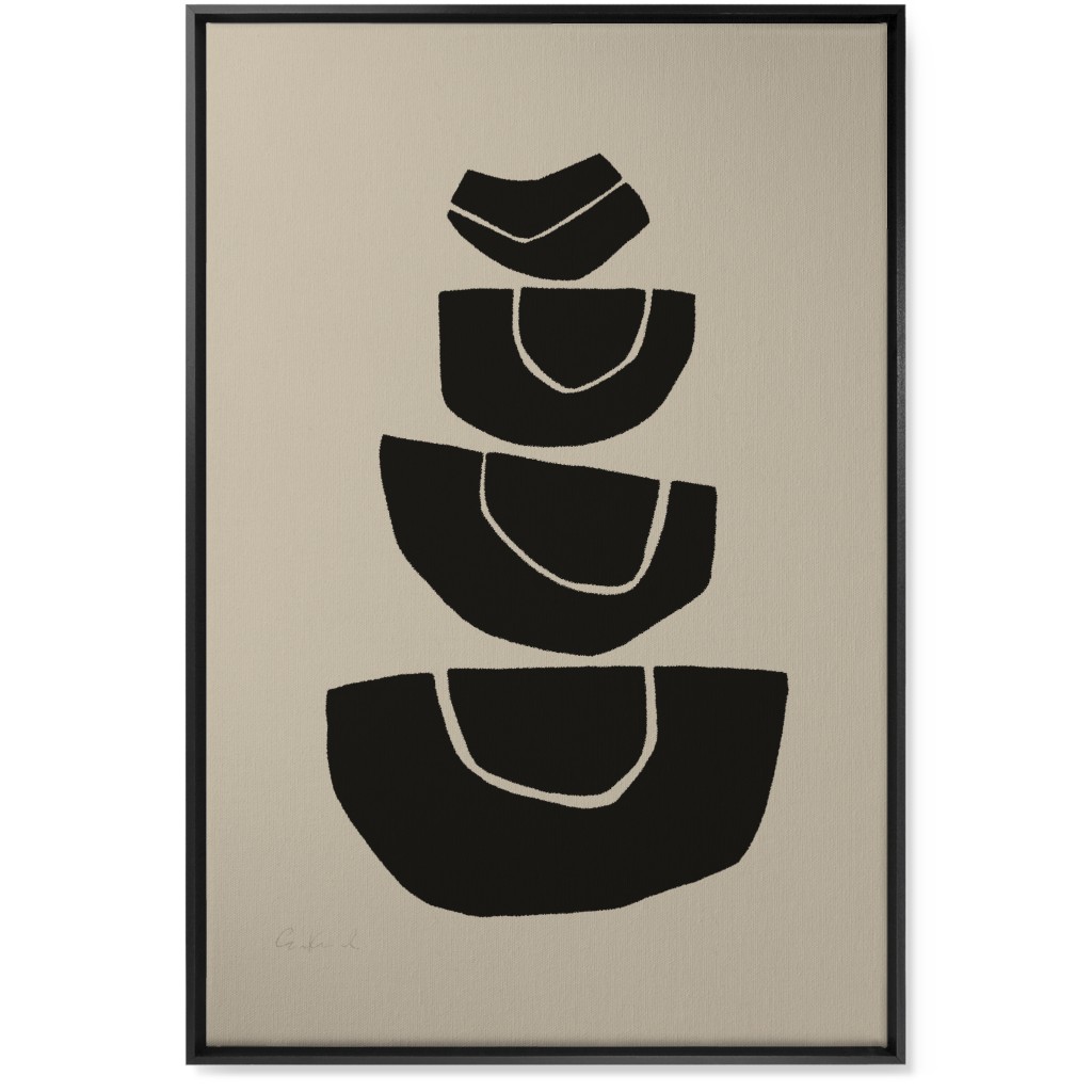 Geometric Stack Abstract Wall Art, Black, Single piece, Canvas, 24x36, Black