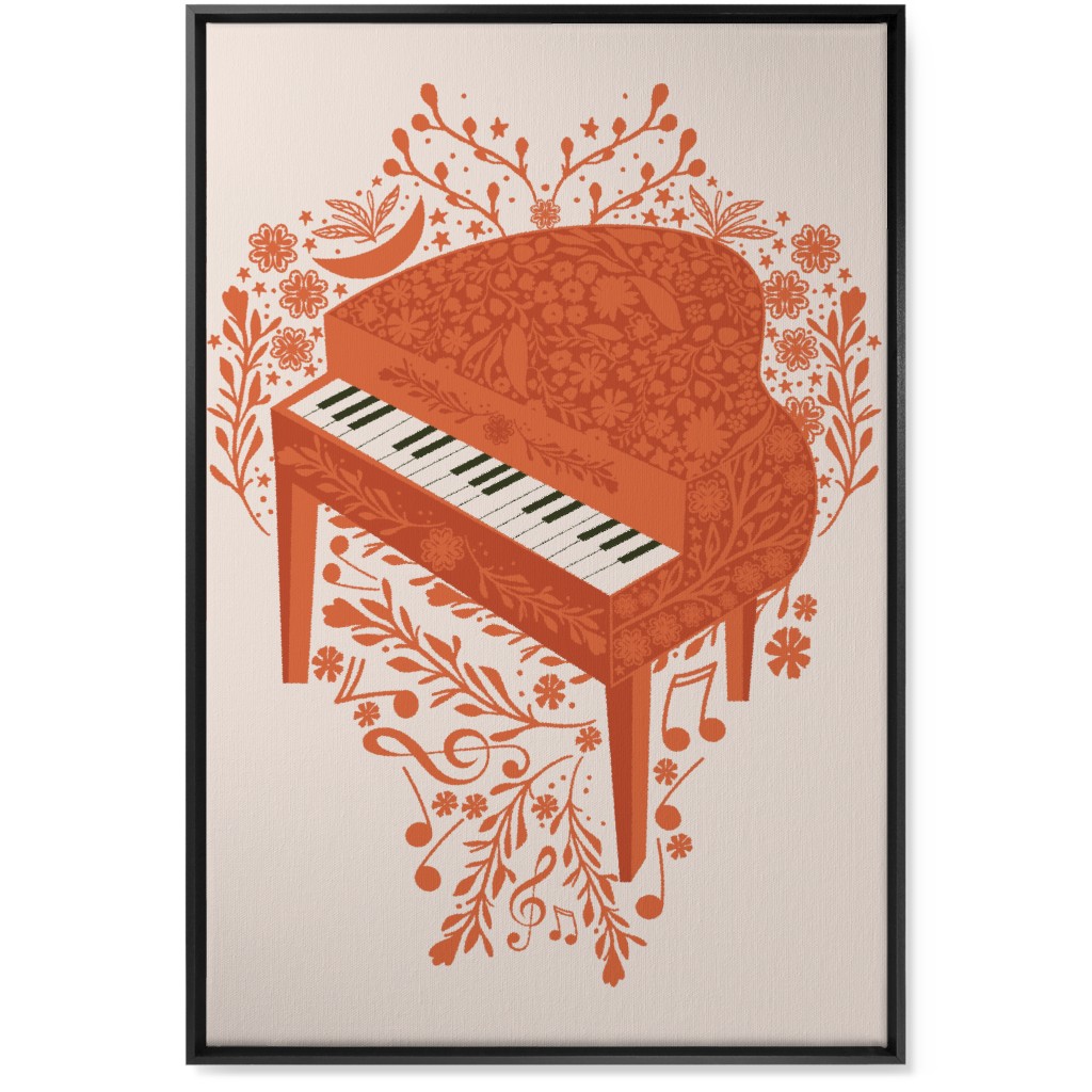 the Grand Piano - Red Wall Art, Black, Single piece, Canvas, 24x36, Red, Red