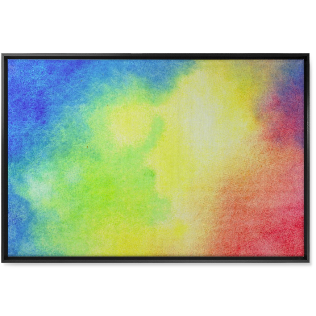 Rainbow Watercolor Clouds - Multi Wall Art, Black, Single piece, Canvas, 24x36, Multicolor