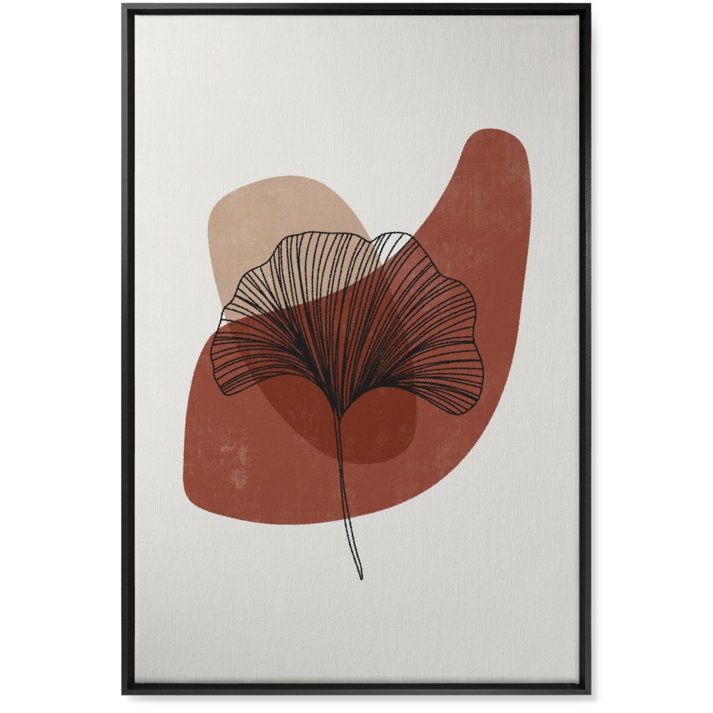 Abstract Ginko - Terracotta and Ivory Wall Art, Black, Single piece, Canvas, 24x36, Brown