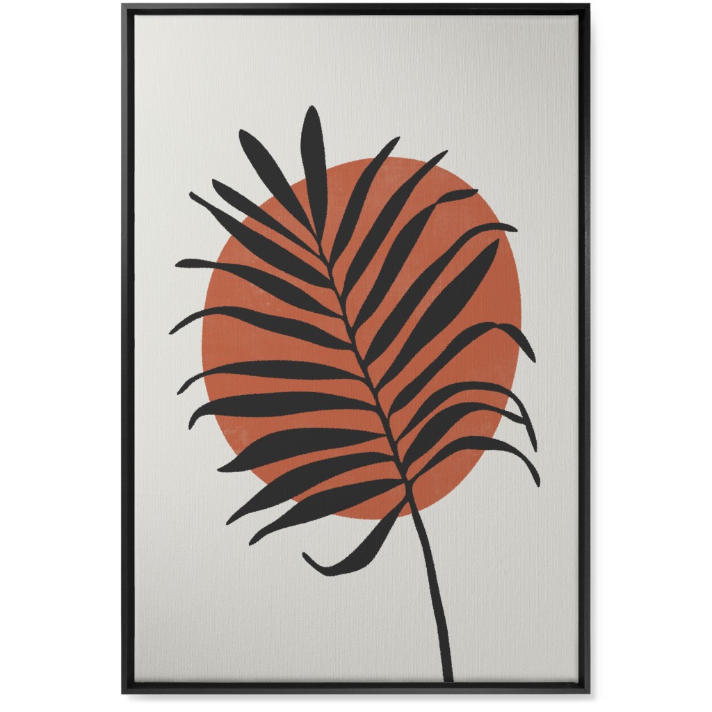 Abstract Leaf Frond - Terracotta and Ivory Wall Art, Black, Single piece, Canvas, 24x36, Brown