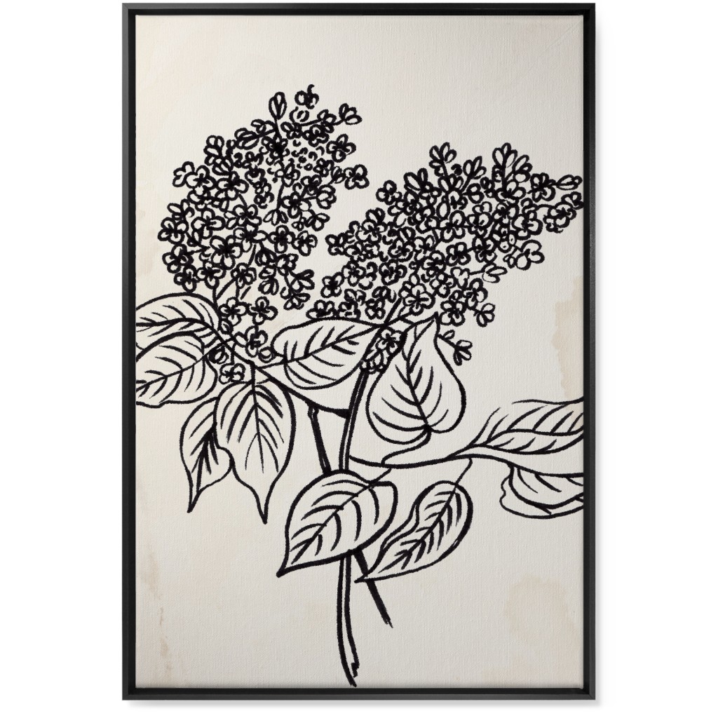 Vintage Lilac Sketch - Beige and Black Wall Art, Black, Single piece, Canvas, 24x36, Beige, Pearl