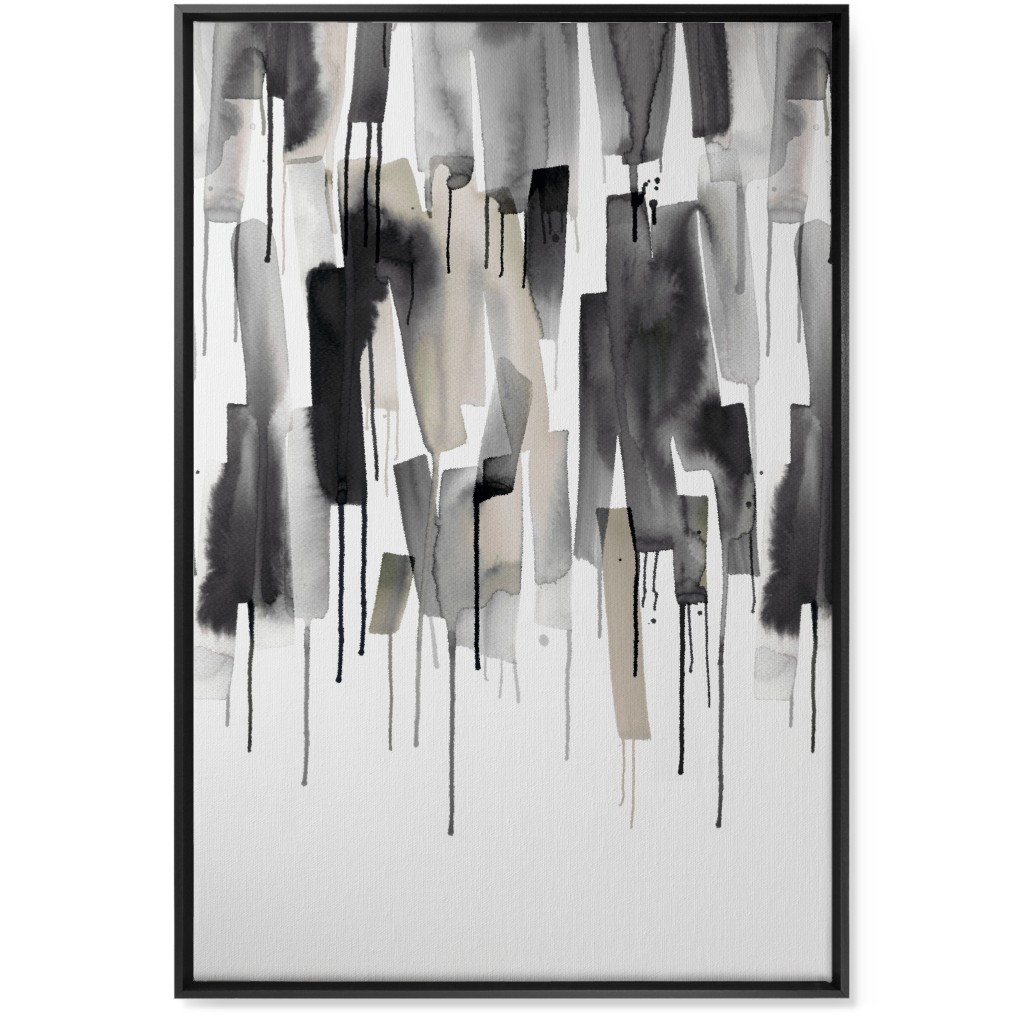 Watery Stripes Wall Art, Black, Single piece, Canvas, 24x36, Gray