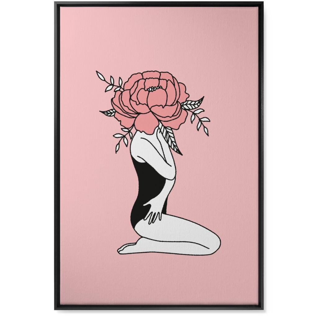Modern Feminine Abstract - Pink Wall Art, Black, Single piece, Canvas, 24x36, Pink