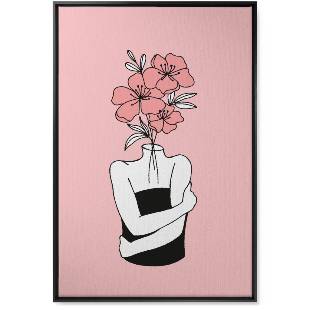 Self Love Feminine Abstract - Pink Wall Art, Black, Single piece, Canvas, 24x36, Pink