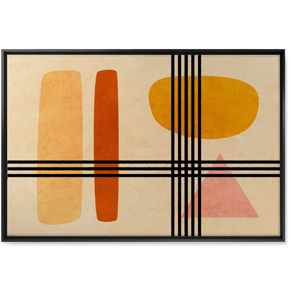Criss-Cross Abstract Wall Art, Black, Single piece, Canvas, 24x36, Orange, Creamsicle