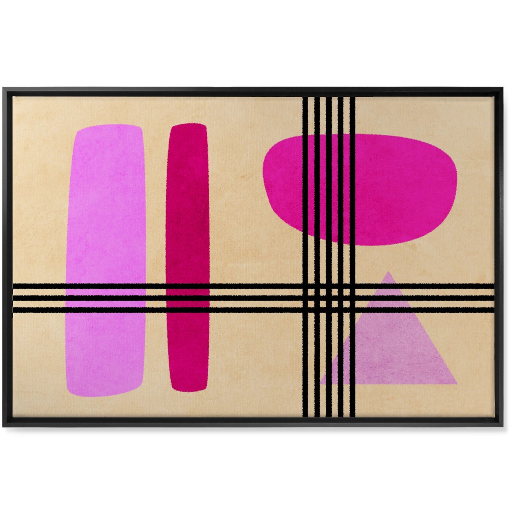 Criss-Cross Abstract Wall Art, Black, Single piece, Canvas, 24x36, Pink